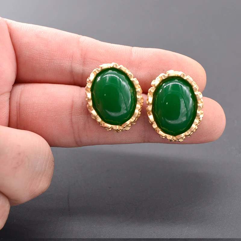 

Gold Color Earrings Green Oval Stone Rhinestone Pierced Dangle Earrings Women/Girls Stud Earrings Fashion Charm Jewelry
