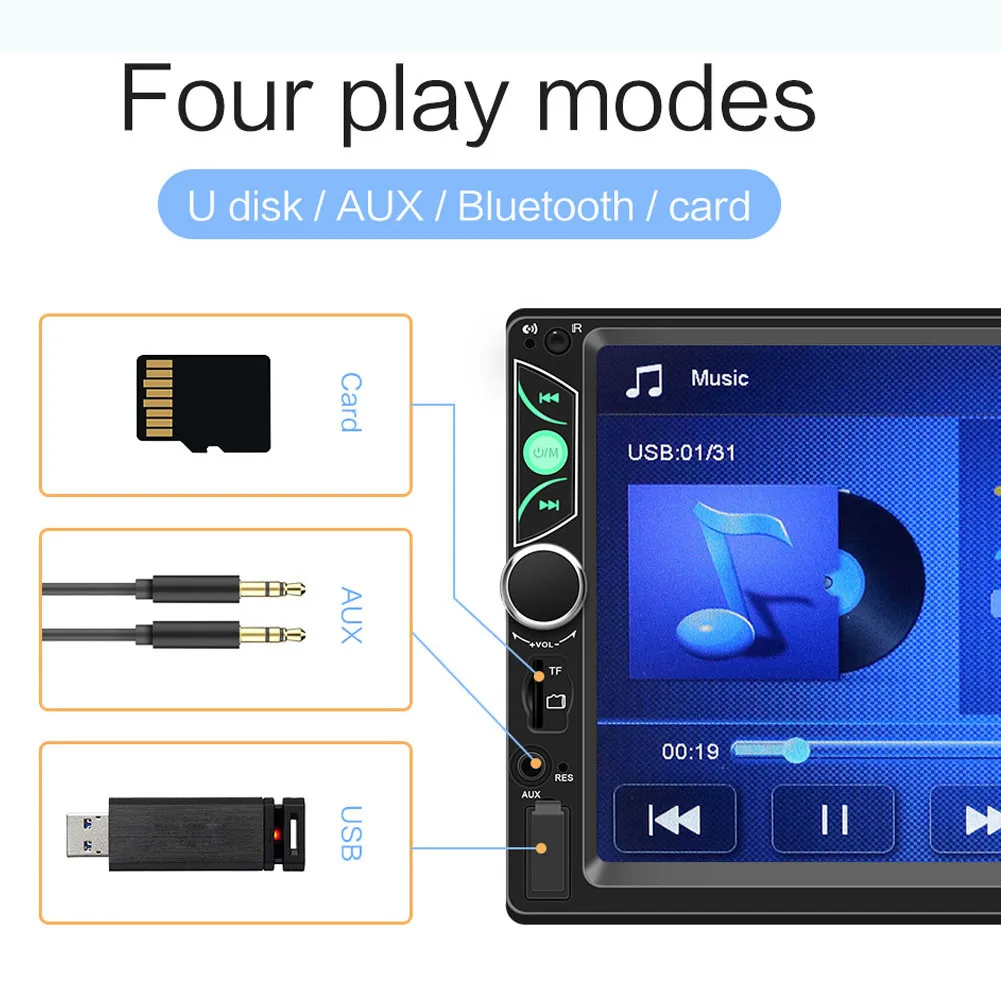 S7 7 Inch 2 Din Car Radio Bluetooth Touch Screen MP5 Player Card Player Radio on Behalf of DVD Player with Rearview Camera