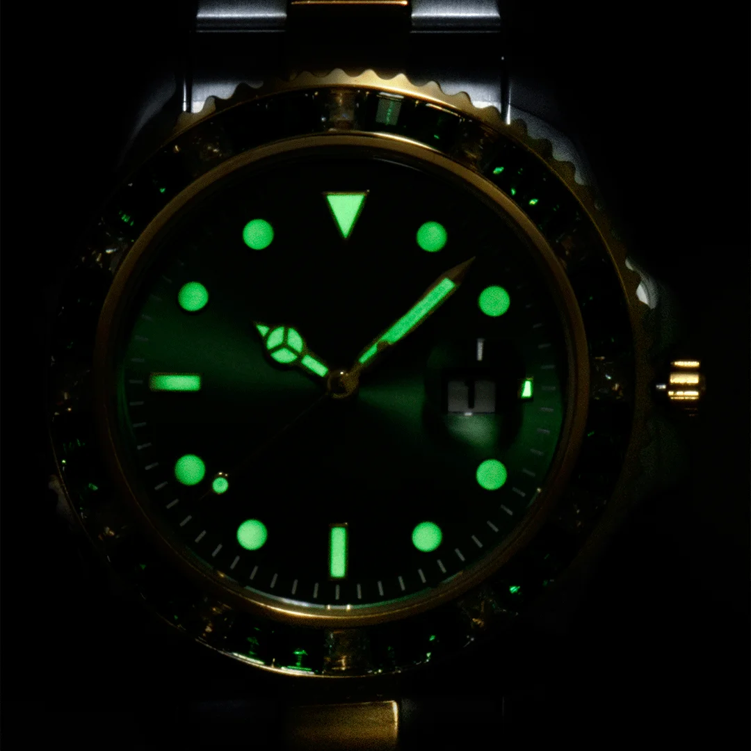 Pladen-luxo Diamante Bisel Relógio de Quartzo para Homens Relógios de Ouro Vidro de Safira Mergulho de Aço Inoxidável Relógio Masculino Novo - Image 2