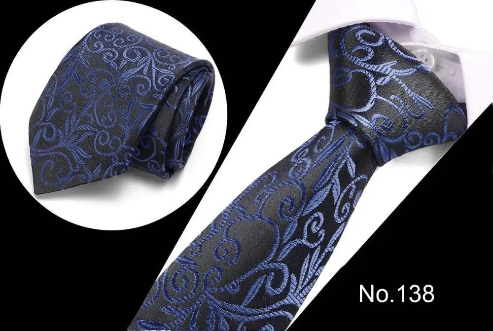 Роскошные 7 см мужские галстуки с принтом для мужчин тонкие галстуки полиэфирные жаккардовые галстуки для худой шеи Свадебные Узкие галстуки - Цвет: 138