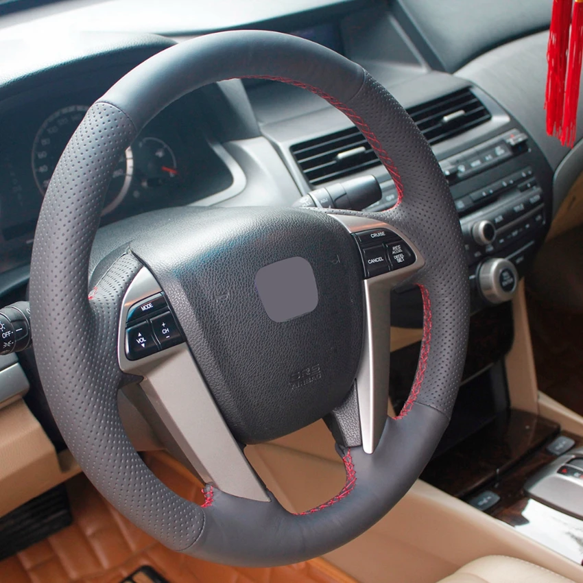 DIY Ручная прошитая черная крышка рулевого колеса из искусственной кожи для Honda Accord 8 Crosstour Odyssey 2010-2013