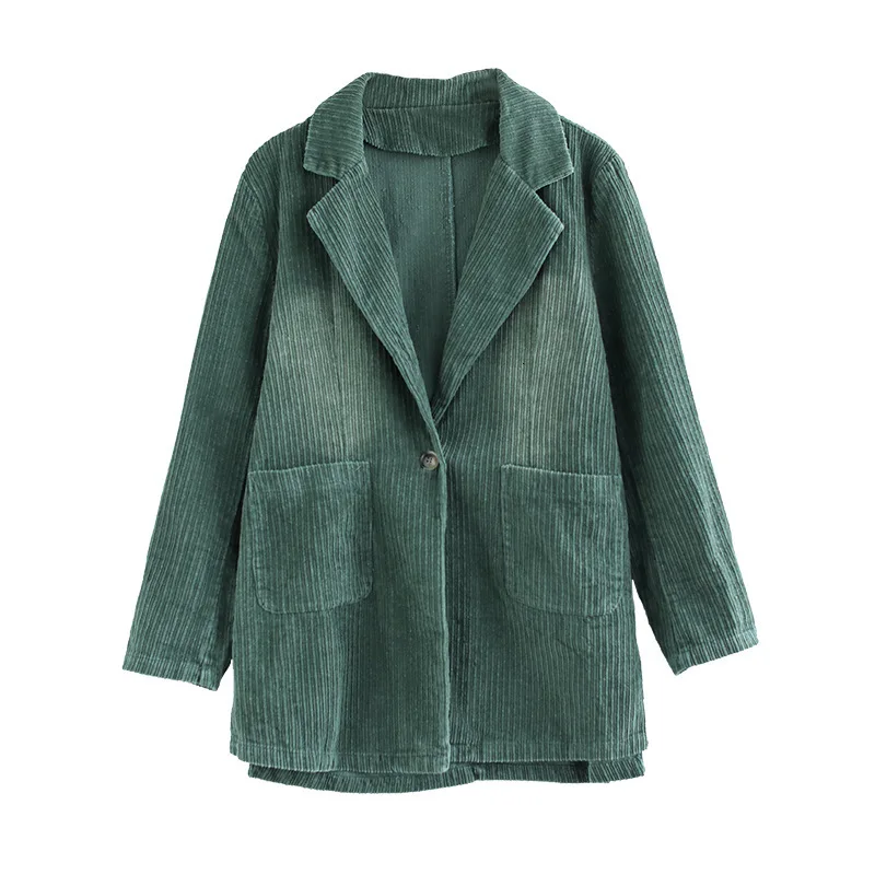 Вельветовый блейзер стиль для женщин Осенние костюмы куртки Chaqueta Mujer повседневное высококачественное пальто на одной пуговице