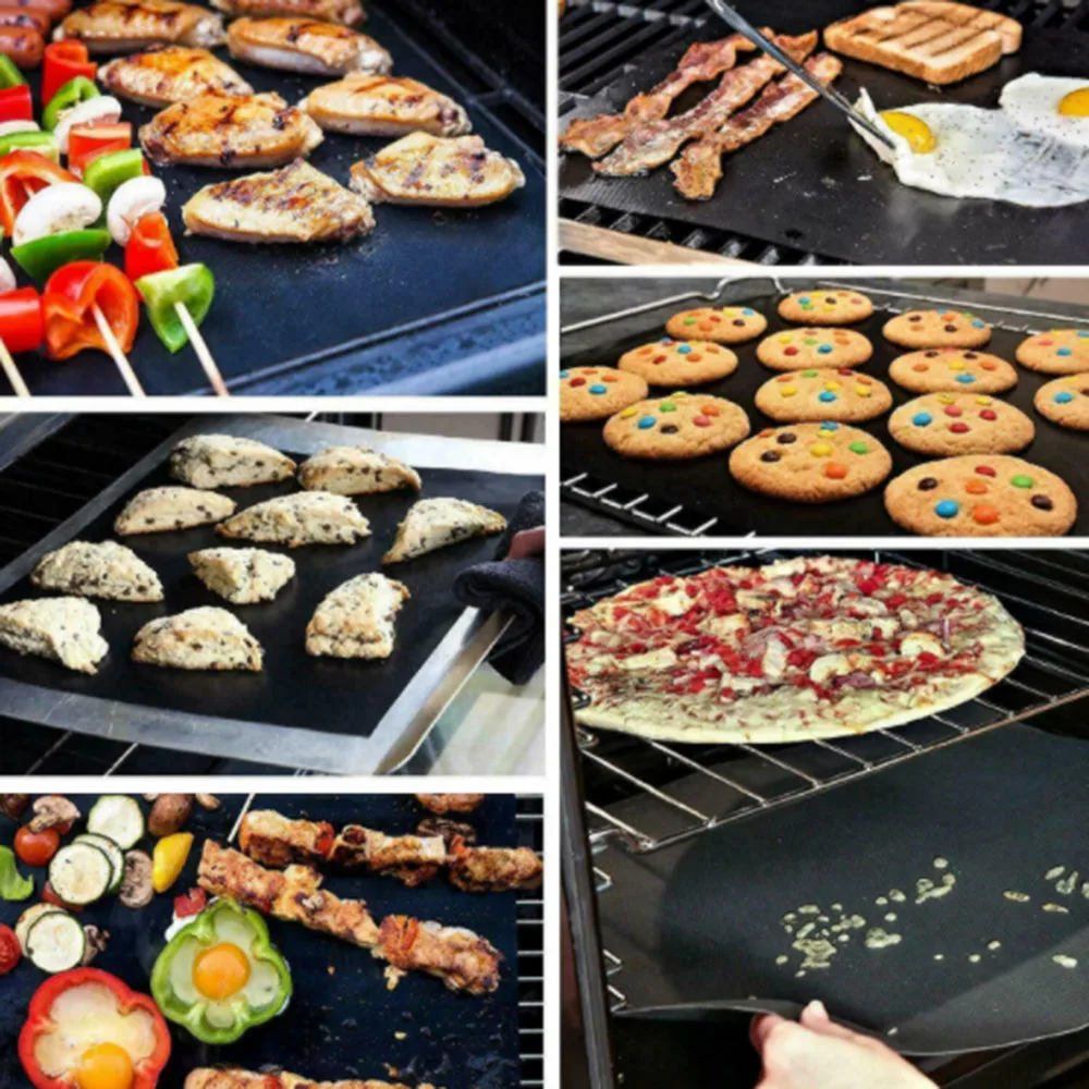 Barbecue Non-Stick Pot Mat Barbecue Cooking Grill Mat Reusable Outdoor Kitchen Accessories 5pcs