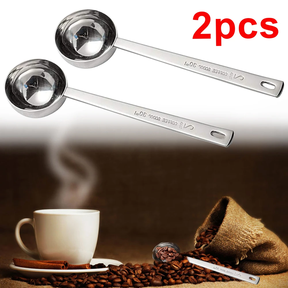 

Set Of 2 Fashion Multifunction Kitchen Supplies Coffee Scoop With Clip Stainless Steel Tea Coffee Measuring Cup Coffee Spoon