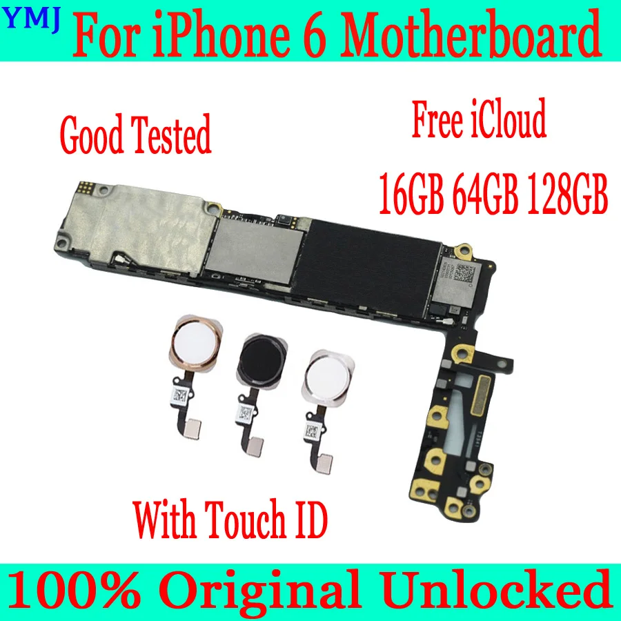 Оригинальная разблокированная материнская плата для iphone 6 с сенсорным ID/без Touch ID, материнская плата для iphone 6, 16 ГБ/64 Гб/128 ГБ