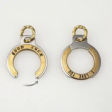 

Brass key ring retro creative DIY key ring GOODLUCK key ring love heart-shaped key ring ring
