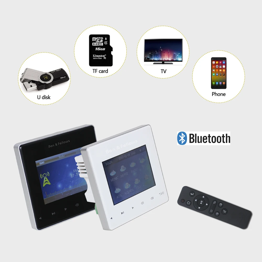 Bluetooth Home Audio Background Music System Mini Wall Mounted Amplifier with Remote Control,FM,USB,SD Card,Support 2-8 Speakers xnrkey 4 button keyless smart remote car key id46 id47 chip 433mhz for gwm great wall haval h4 h7 h8 h9 h2s m4 m6 f7x f7