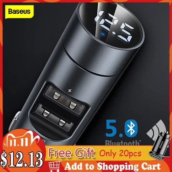 

Baseus Car FM Transmitter Bluetooth 5.0 Handsfree Modulator Car Charger 3.1A Dual USB Car MP3 Player Wireless Audio Receiver Kit
