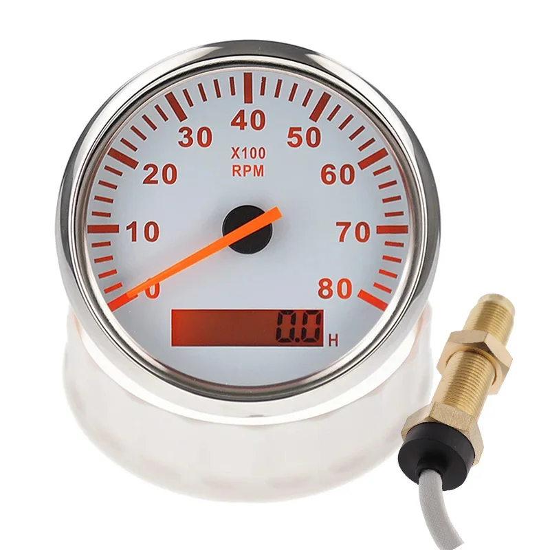 85mm Boat Tachometer 3000 4000 6000 8000 RPM Car Marine Tacho Meter Gauge with Hourmeter 12V/24V toerenteller | Автомобили и