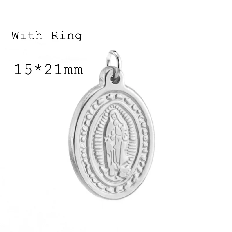 Risul virgen de guadalupe Our Lady из нержавеющей стали овальные маленькие подвески золотой цвет медаль кулоны с надписью 50 шт