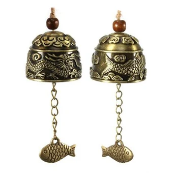 

2PCS Vintage Carve Wind Chimes Bell Copper Yard Garden Decor Windbell Outdoor Hanging Home Temple Ornament Decor