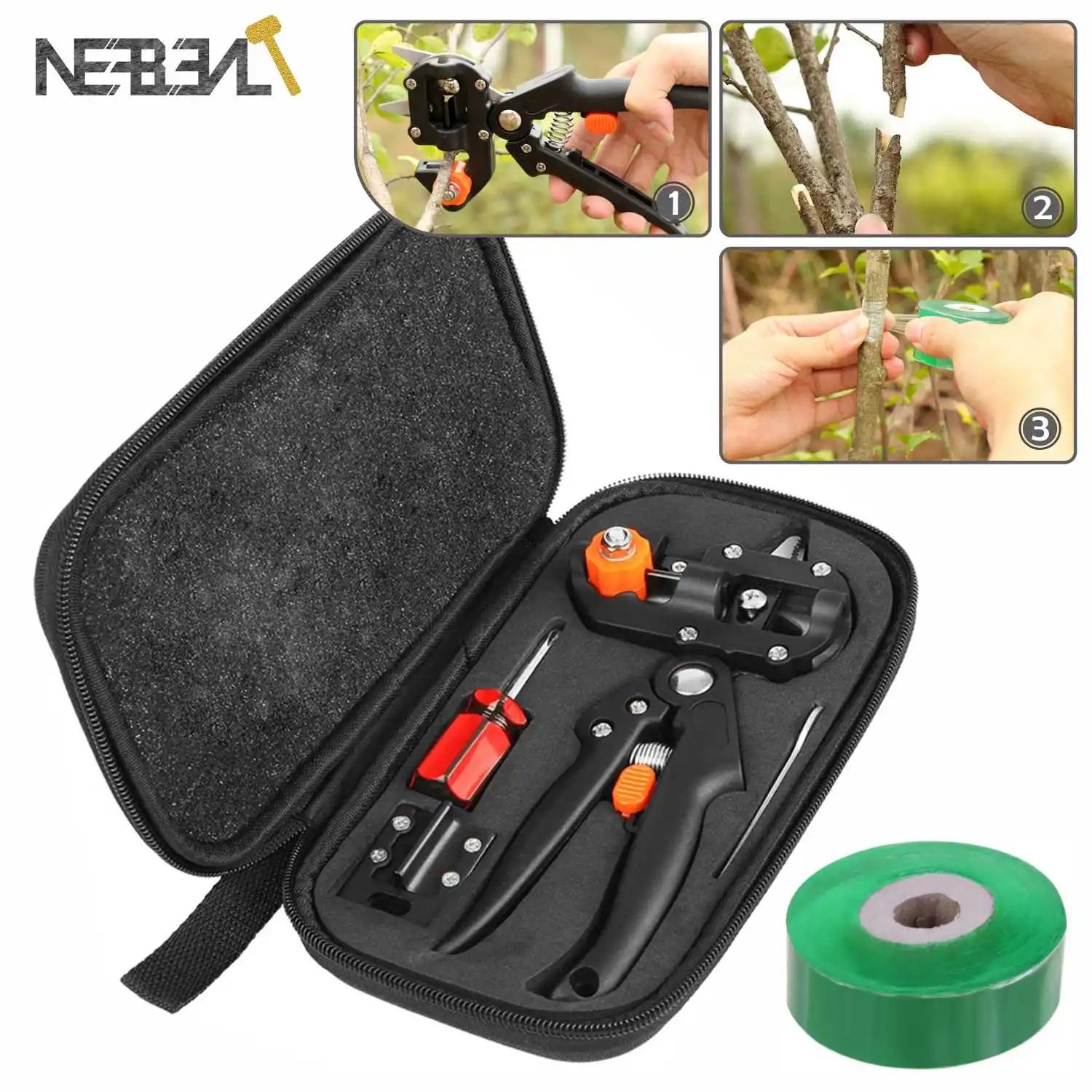 Juego de podar para jardín, tijeras de podar para cultivo de árboles frutales, máquina cortadora de plantas de vacuna, cinta, envío directo