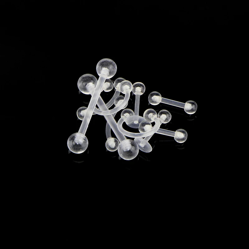 10 шт./компл. прозрачная штанга для пирсинга языка дамское кольцо для носа стиль фиксатор шпилька кость булавка прозрачный для женщин ювелирные изделия для тела