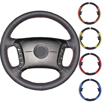 

Black Artificial Leather Car Steering Wheel Cover Hand-stitched DIY for BMW E46 318i 325i E39 E53 X5
