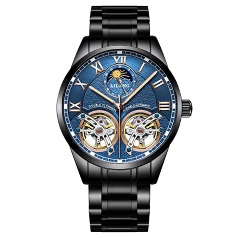Ailang Orologio Automatico Uomo Con Doppio Bilanciere - Movimento Meccanico A Carica Automatica, Cassa Acciaio 42mm, Quadro Scheletrato, Impermeabile 30m