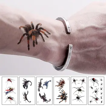 

Halloween 3D Simulation Scorpion Spider Temporary Tattoo Stickers Body Art Prank Environmental Protection Waterproof