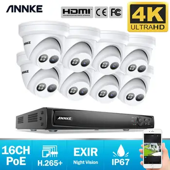 

ANNKE 16CH 4K FHD POE Network Video Security System 8MP H.265+ NVR With 8X 8MP 30m EXIR Night Vision Weatherproof IP Cameras Kit