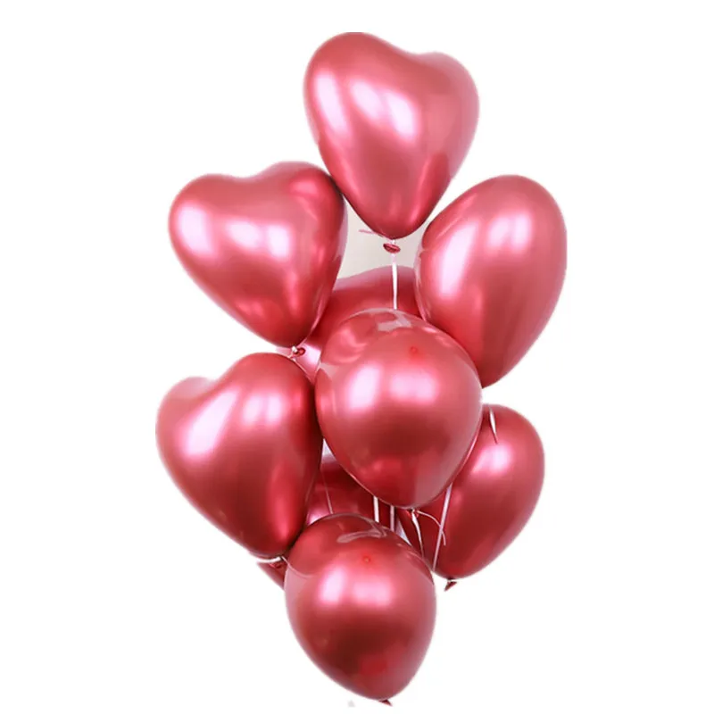 10 шт 1" металлические латексные шары в форме сердца, Красное золото, гелиевые шары в форме сердца для свадьбы, дня рождения, юбилейные праздничные украшения