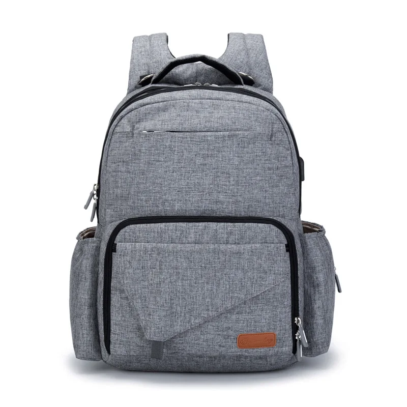 Light gray Новая Большая водонепроницаемая сумка-рюкзак для мамы и ребенка, usb-пеленка для мамы, коляски, Органайзер - Цвет: Light gray