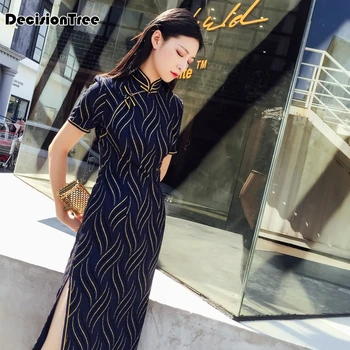 

2020 short qipao blossom dragon print short cheongsam chinese traditional dress oriental dress chinese dress