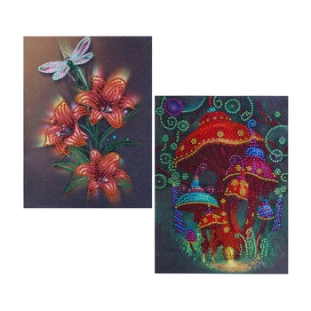 

2Pcs Special Shaped Drill 5D Diy Diamond Painting "Mushroom House" Plant Flower Diamond Embroidery Cross Stitch 3D Home Decor