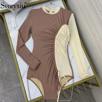 

Svoryxiu Fashion Color Matching One Piece Backless Bikini Swimwear Women's Summer Style Long Sleeve Bathing Bodysuits