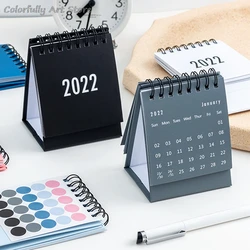 Calendrier de bureau à rabat avec autocollant rond, Mini calendrier 2022 Simple, 1 pièce, 2021.09 – 2022.12 