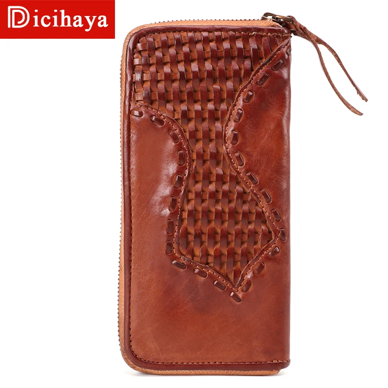 2020 Hollow Out Pattern Retro Wallet Men's Purse handbag Practical Men Women Purses Vintage Weave Zipper Long Wallets Card purs | Багаж и