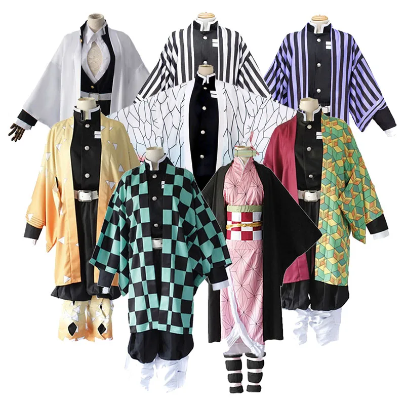 

Kimetsu no Yaiba Kamado Tanjirou Agatsuma Zenitsu Tomioka Giyuu Kamado Nezuko Kimono Anime Demon Slayer Uniform Cosplay Costume