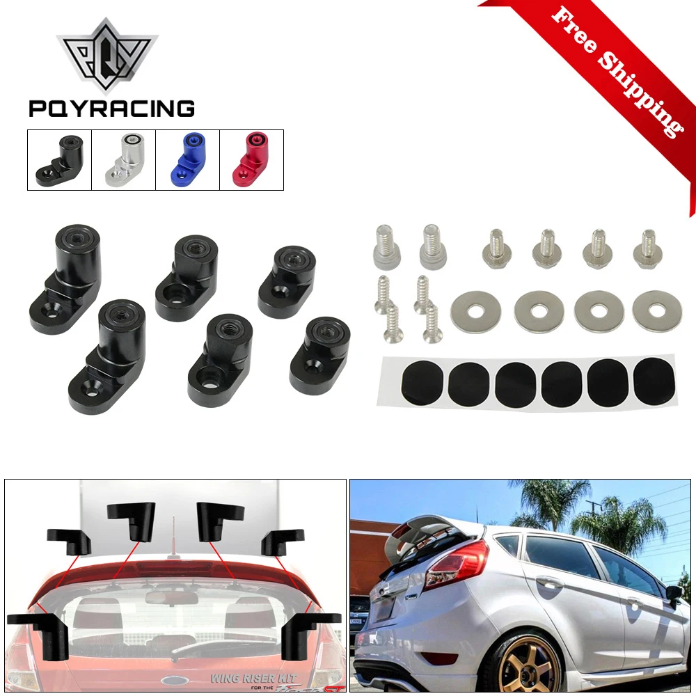 Freeshipping Billet T-6061 In Alluminio Anodizzato Bolt-On Hatch Posteriore Ala Spoiler Riser Ascensore Di Estensione Per 14-On Ford Fiesta St
