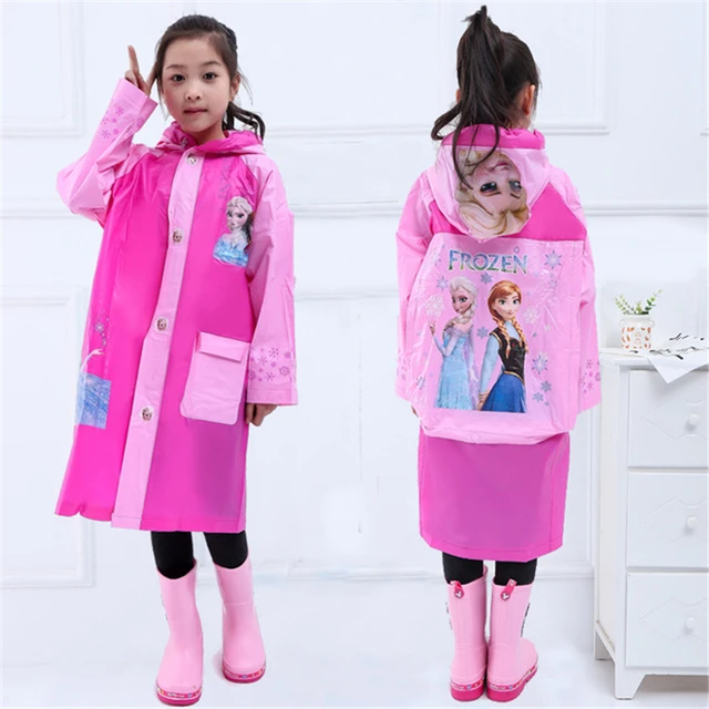 Disney Pink Minnie  Kids Raincoat Cartoon Inflatable hat Poncho Boys  Children Frozen raincoat  gift high quality frozen