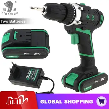 

Cordless Rechargeable 21V Plus Electric Drill Screwdriver Power Tools with 2 Lithium Battery and Rotation Adjustment Switch