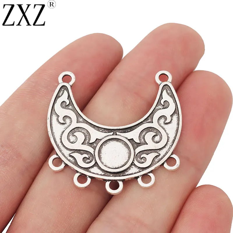 

ZXZ 10pcs Bohemia Boho Crescent Moon Multi Strand Connectors Charms Blank 8mm for Jewelry Making Findings