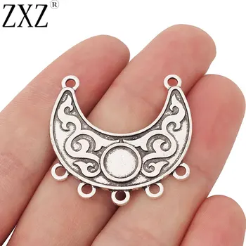 

ZXZ 10pcs Bohemia Boho Crescent Moon Multi Strand Connectors Charms Blank 8mm for Jewelry Making Findings