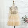 Elegant Homecoming Dress Crystal Beaded White Short Party Dress O-Neck Long Sleeves Sparkly Graduation Dresses vestido de festa ► Photo 3/6