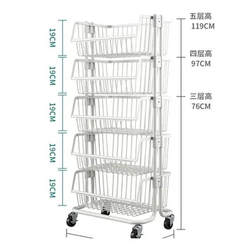 

4Tiles Kitchen rack storage rack with wheels removable trolley oven microwave oven vegetable rack spice rack shelf
