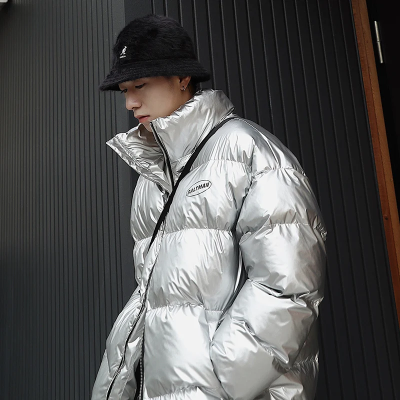 Popular Winter Bright Down Jacket Men's Warm Thick Parka Men Fashion Collar Collar Coat Man Loose Cotton Jacket Male Clothes Outwear