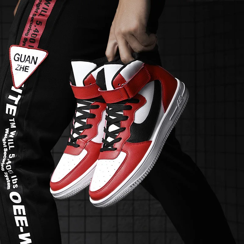 

Autumn & Winter New Style AJ1 MEN'S SHOES White And Red Air Force One Joint Chicago Joe 1 Basketball Hight-top Trend Board Shoe