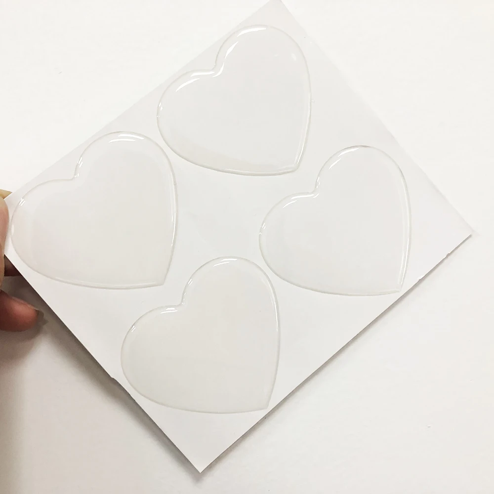 500PCS 25.4mm Clear Heart Epoxy Domes Resin Stickers Crystal Epoxy
