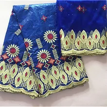 Getzner Синий Африканская кружевная ткань последние парча в Гвинейском стиле высокое качество бассейна Riche 7 ярдов