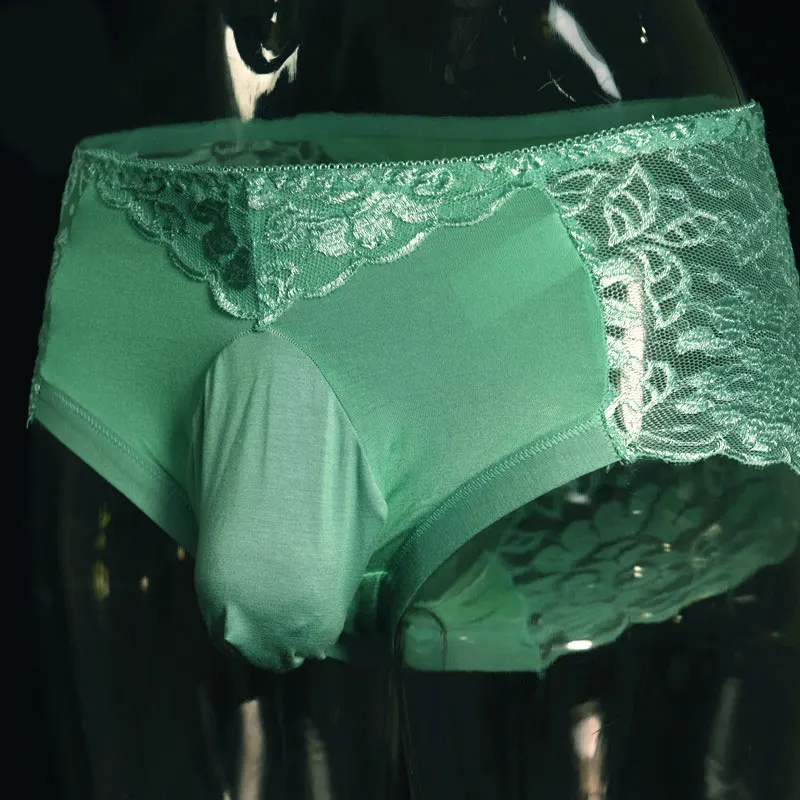 Sexy Men U Convex Pouch G-string Lace Sheer See Through Cock Socks Pouch Briefs Sexy Thong T-back Candy Color Plus Size F12