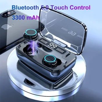 

Bluetooth V5.0 Earphone TWS Wireless Earphones Touch Control Stereo Sport Wireless Headphones Earbuds Headset 3300 mAh for phone