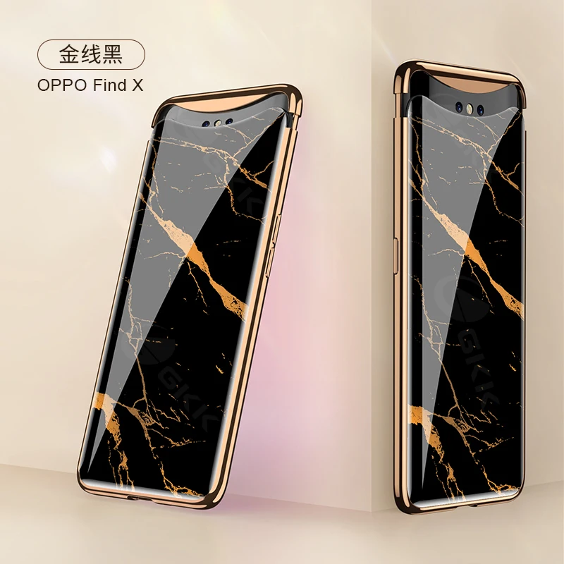 oppo phone cover GKK Tempered Glass Pattern Case For OPPO Find X Luxury Plating Frame With Protector Film Cover For OPPO Find X Case Shell Coque casing oppo Cases For OPPO