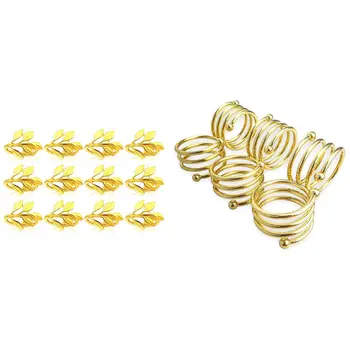 

2 Set Gold Napkin Rings Round Napkin Holders Buckles for Wedding, Dinner Party, Table Decorations