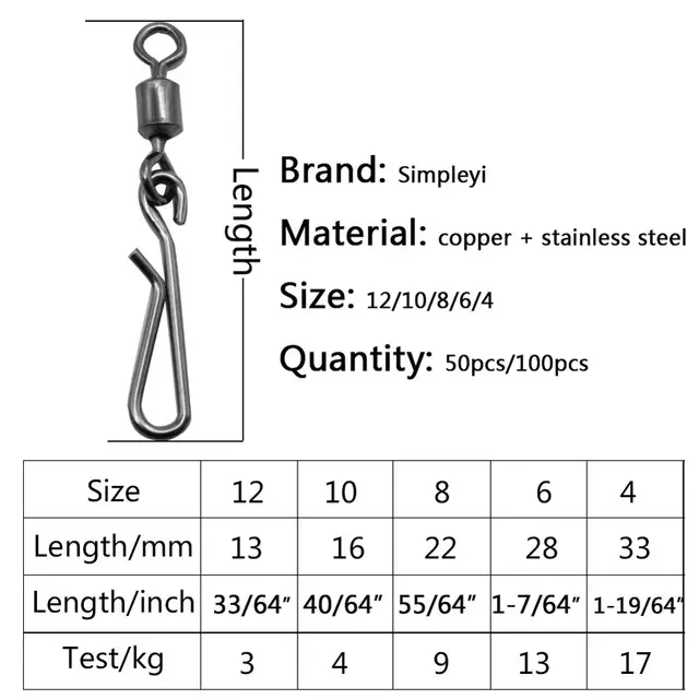 Stainless Steel Fishing Swivels Snap Interlock Rolling Swivel