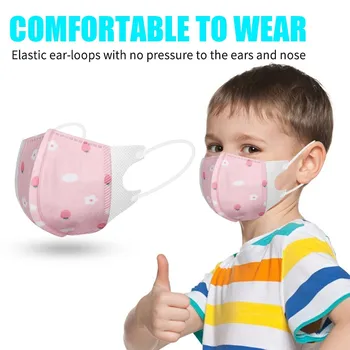

10ocs Disposable Facemask for Kids Pink Peach Print Mouth Cover Face Masks 3ply Non-woven Fabric Mascarilla Ear Loop Masks