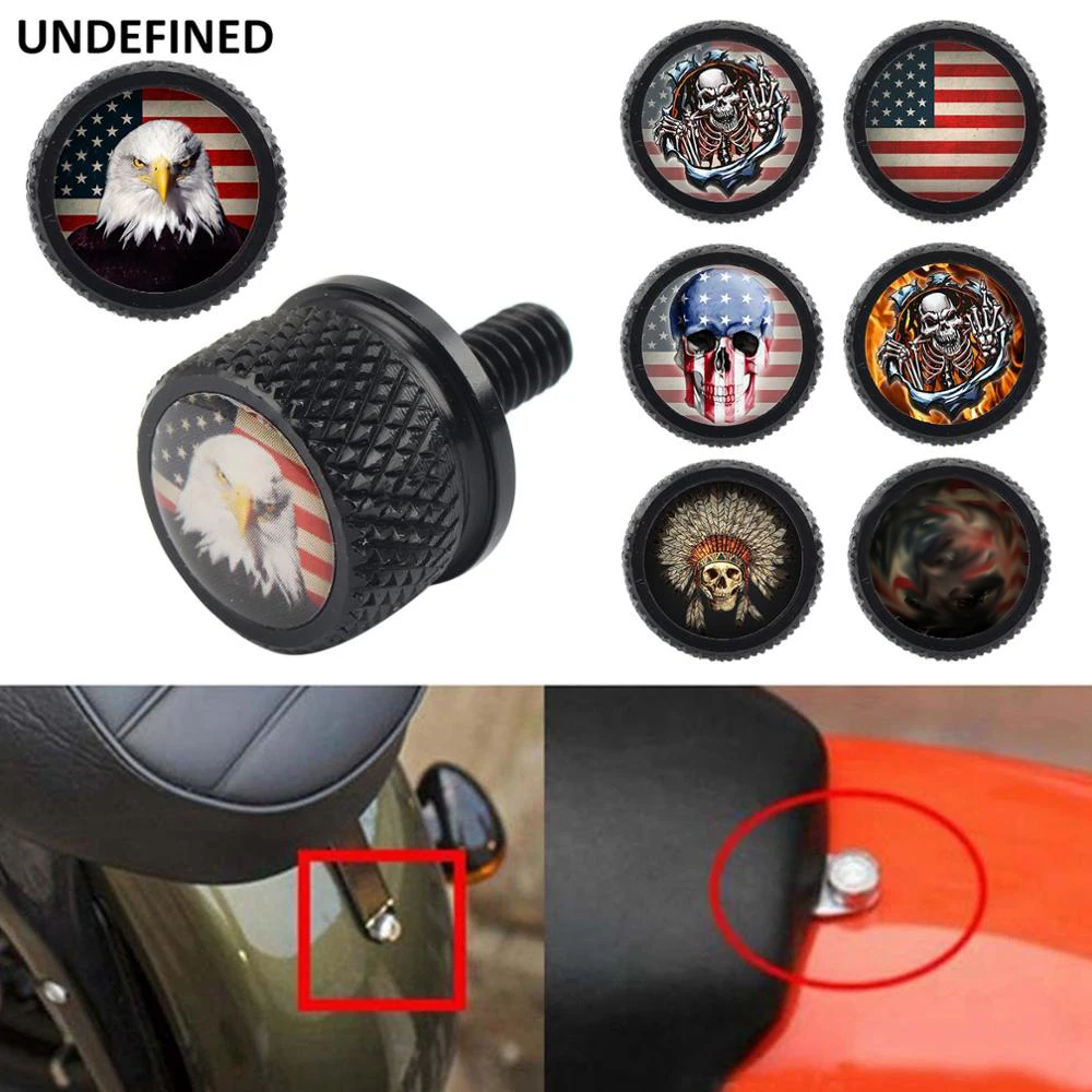 

For Harley Sportster Touring Road Glide Softail Dyna Fat Boy 1996-2018 Rear Billet Motorcycle Seat Bolt Tab Screw Nut Knob Cover