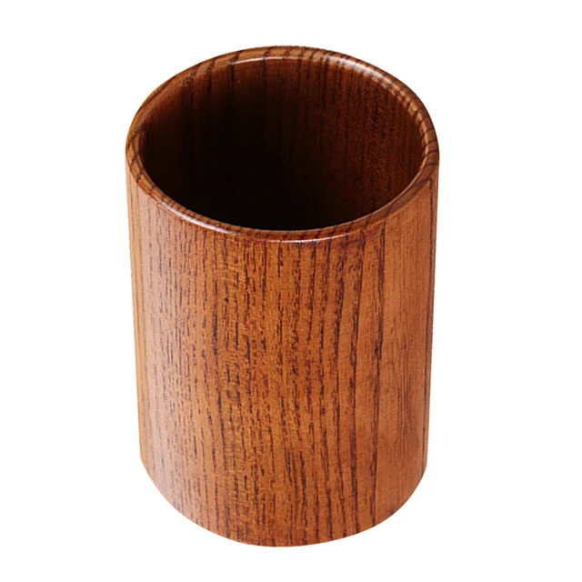 Wood Desk Pen Pencil Holder Cup Stand Round Stationery Storage Box Organizer: A Stylish and Functional Addition to Your Workspace