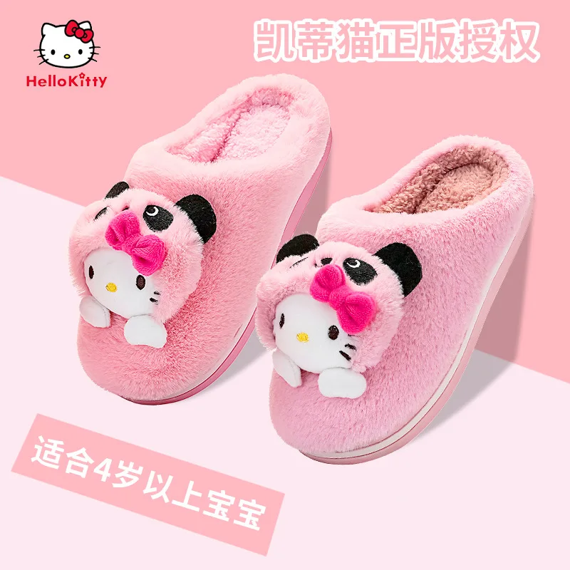 

Hello Kitty New Style Children Cotton Slippers Children Household Coral Velvet Warm Slipper Women's Parent And Child-