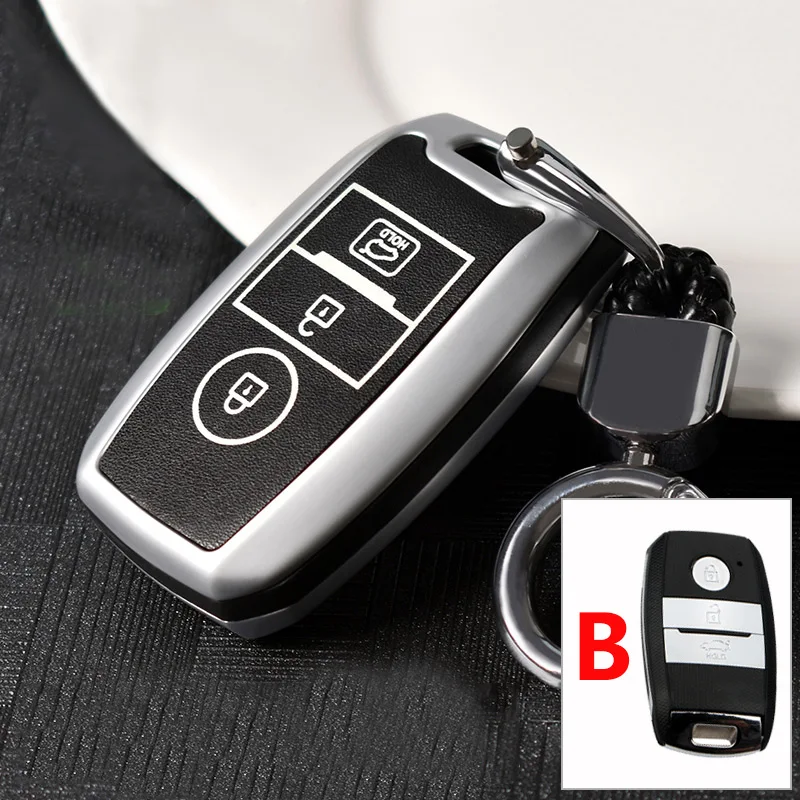 B Silver Цинковый сплав+ светящийся кожаный чехол для ключа автомобиля для Kia Rio K2 Sportage QL Cerato Optima K5 Ceed Sorento Cerato K3 K4 K5 Picanto - Название цвета: B Silver